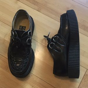 TUK Black Leather Creepers